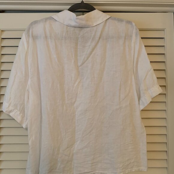J. Crew Linen Bungalow Popover Top (L, White) - Picture 2 of 6